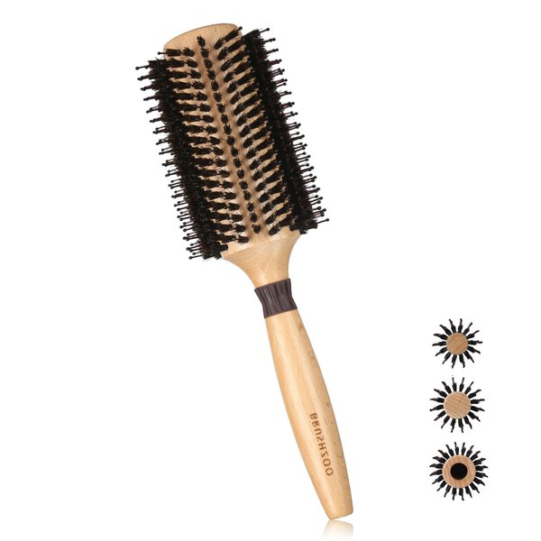 BRUSHZOO Round Brush for Blow out, Round Hair Brush for Women Men Styling Curling Straightening, Wooden Round Brush AddShine Volume (2.2 Inch)