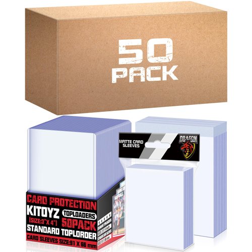 50 Count Top Loaders Trading Card Sleeves, Hard Plastic Toploaders Penny Card Sleeves, Baseball Card Sleeves Holder Card Protector Fit for MTG Card (Include 50 TopLoaders & 200 Soft Sleeves)