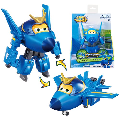Super Wings Transformer Toys, 5 in Jerome Airplane Transformer Figures Toys, 2 in 1 Mode Rescue Bots Action Figure Toys for 3-5 Year Old Boys Girls, Fun Plane Toys for Toddlers Kids Age 3 4 5 6 7