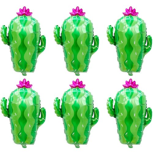 HCCY Cactus Balloons Foil Mylar Balloons for Birthday Party Decor Supplies Mexican Party Decorations 28.7" 6PCS