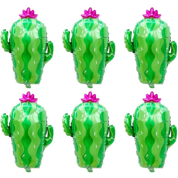 HCCY Cactus Balloons Foil Mylar Balloons for Birthday Party Decor Supplies Mexican Party Decorations 28.7" 6PCS
