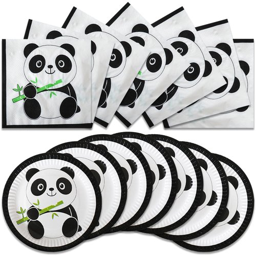40Pcs panda Birthday Party Supplies-Party Decorations Tableware For Kids, Plate, Napkin Party Decorations Dinnerware