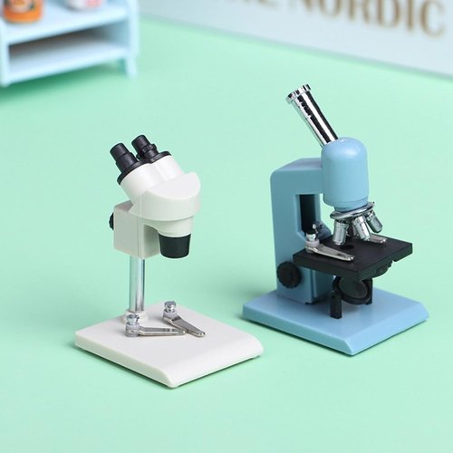 Blue Miniature Microscope, Plastic Dollhouse Mini Laboratory Tool for Dollhouse Science STEM Scene, Experiment Scene Doll House Kit for 1:12 Scale Dollhouse Blue 1 Pack Dollhouse Accessories