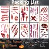 70+PCS 10 Sheets Fake Scars Temporary Tattoos, Horror Realistic Scary Blood Zombie Face Stickers, Halloween Simulation Wounds Stitches Body Makeup, Chucky Cosume Prank Cosplay Kids Men Women Adults B