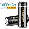 JESSPOW 18500 Rechargeable Batteries, IMR 18500 Rechargeable Li-ion Battery 1600mAh 3.7V [ for Flashlight, Solar Garden Light ] with Button Top (4Pack)