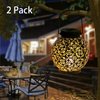 Solar Lanterns Outdoor Hanging Solar Lights Decorative Garden Lights Metal Waterproof Table Lamp for Patio Porch Backyard Pathway (2 Pack)