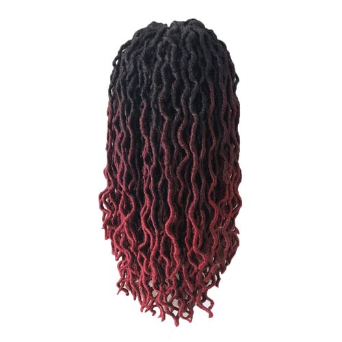Gypsy Faux Locs Crochet Hair 14inch 6Packs Soft Goddess Locs Pre Looped Crochet Braids Beach Curl Bohemian Dreadlock Hair Extensions（14inch,OT1B/99J/530)