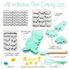 GET FRESH Dinosaur Baking Cooking Tool Set for Kids – 12-PCS Dino Silicone Bakeware Moulds for Kids Baking Candy Jelly Gummy Making and 3 Dinosaur Fossil Cookie Cutter Stampers – Dino Cake Candy Molds