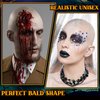 Syhood 4 Packs Halloween Bald Caps Makeup Latex Bald Head Wig Cap Bald Hat Costume Accessories for Women Men Adults(White, Beige)