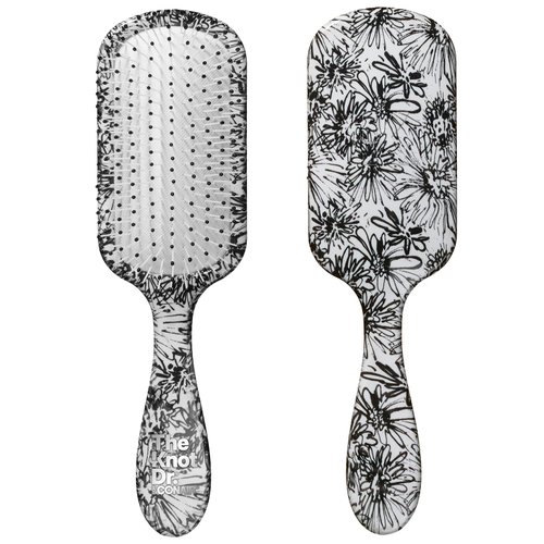 The Knot Dr. for Conair Hair Brush, Wet and Dry Detangler, Removes Knots and Tangles, For All Hair Types, Black / White Floral