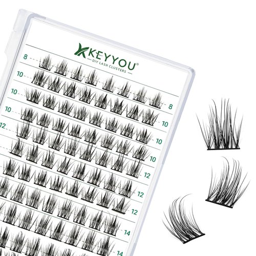 Lash Clusters 96pcs Individual Lashes D Curl 10-18MIX Eyelash Clusters KEYYOU Volume Wispy Lash Extension Soft&Comfortable Easy DIY at Home(Y15,D-10-18MIX)