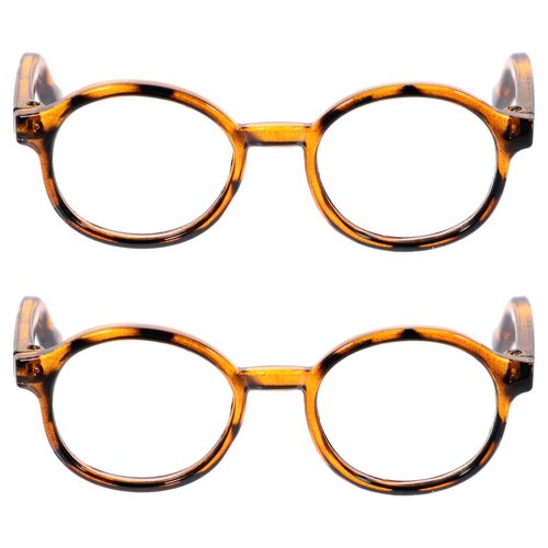 Ipetboom Mini Items Mini Dolls Small Doll Glasses 2Pcs Leopard Round Rimmed Doll Eyeglasses Frame Fashion Dolls Reading Glasses Doll Dress up Costume Accessories 9cm Mini Items Mini Dolls