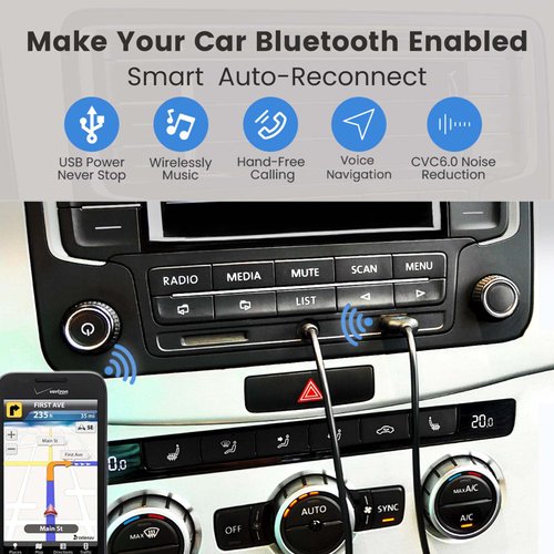 MAEDHAWK Aux to Bluetooth Receiver for Car, Bluetooth Aux Adapter with USB to 3.5mm Audio Jack kit BT5.1 for Car Stereo Home Speakers Music Streaming Hands-Free Calling, A2DP