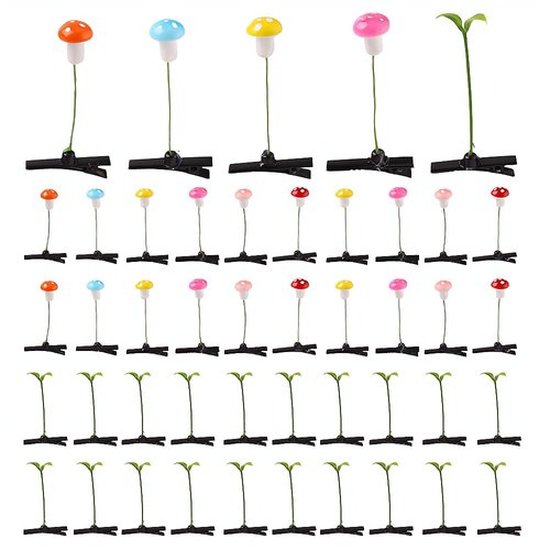 Ximimark 40 pcs Cute Cartoon Grass Shaped Hair Clips - Decorative Hair Accessories for Women - Perfect Holiday Party Gift+Cute Mushroom Hairpin - Fun Vegetable Red Hair Accessories for Women