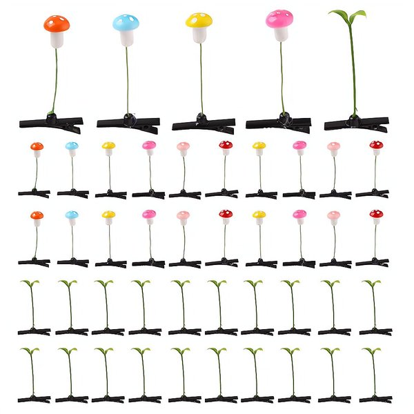 Ximimark 40 pcs Cute Cartoon Grass Shaped Hair Clips - Decorative Hair Accessories for Women - Perfect Holiday Party Gift+Cute Mushroom Hairpin - Fun Vegetable Red Hair Accessories for Women