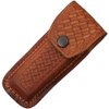 DAMASK HUT Sheath Folding Knife Sheath, Brown leather w/embossed basketweave, 4.5-5.25i...