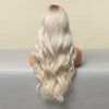 BERON Platinum Blonde Wig Long Wavy Wigs Platinum Blonde with Dark Roots for Women Platinum Blonde Wigs Synthetic Wig for Daily Party Wig Cap Include