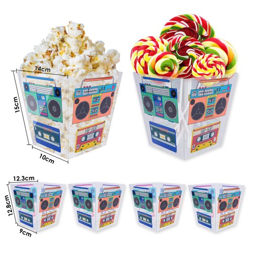 YAROMO Tape Radio Bucket Centerpiece, 6 PCS 80s Party Supplies, 90s Theme Birthday Party DecorationTape Radio Table Decor, Retro Hip Hop Disco Pop Music Party