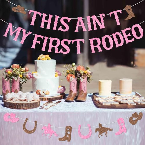 Sursurprise Western 2nd Birthday Party Decorations, This Ain't My First Rodeo Banner, Cowgirl Mexican Two Birthday Party Supplies