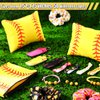 Glitinsel 110 Pcs Softball Party Favors Softball Gifts Bag Softball Hair Ties Sport Hair Scrunchies Charm Bracelets Softball Stickers Lipstick Holder Keychain for Sport Birthday Party Decoration