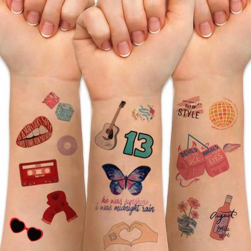 Temporary Tattoos Gift For Fan Birthday Party Decorations 4 sheets 80 Pcs Hand Face Tattoo Stickers Party Favor Party Supplies Gift For Kid Boy Girl Adult Christmas Holiday Gifts (Star Tattoo) 556