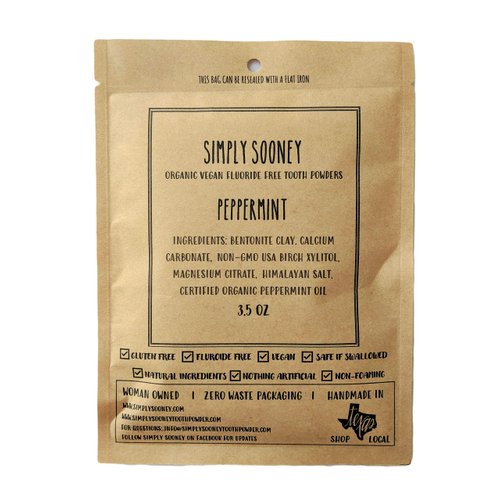 Zero Waste up to 6 Month Supply Organic Vegan Fluoride Free Tooth Powder Peppermint Flavor- Ships Without Any Plastic Packaging I Natural Whitening I Stronger Teeth