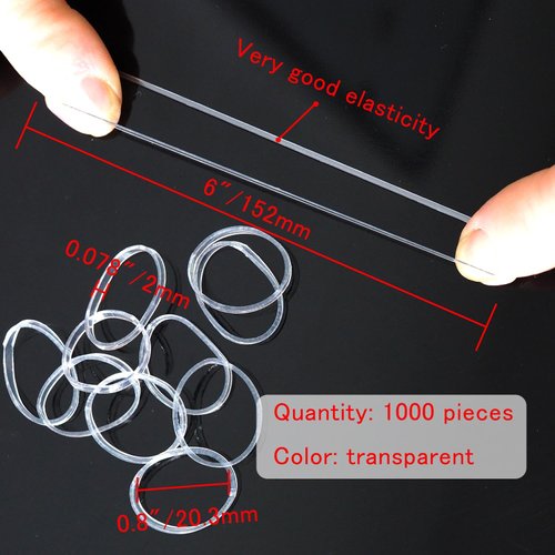 Xiufortion 1000-Pack Mini High Elasticity Clear Soft Rubber Bands Mini Hair Elastics for DIY storage Children Hairstyle Ponytail Dreadlock （transparent）