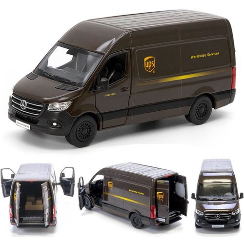 UPS Mercedes-Benz Sprinter + United States Postal Mail Truck Grumman LLV 5 Inch Die Cast Metal Model Toys SetOf2