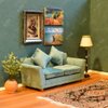 iLAND Modern Dollhouse Furniture on 1/12 Scale of Miniature Sofa for Dollhouse Living Room (Turquoise Blue Velvet)