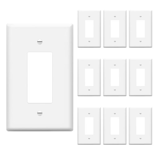 ENERLITES Decorator Light Switch or Receptacle Outlet Wall Plate, Over-Size 1-Gang 5.5" x 3.5", Unbreakable Polycarbonate Thermoplastic, UL Listed, 8831O-W-10PCS, White (10 Pack)