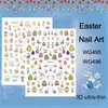 Easter Nail Art Stickers Decals, 3D Self-Adhesive Cartoon Bunny Egg Chicken Nail Decals for Women Girls Easter Day DIY Nail Decoration 6 Sheets