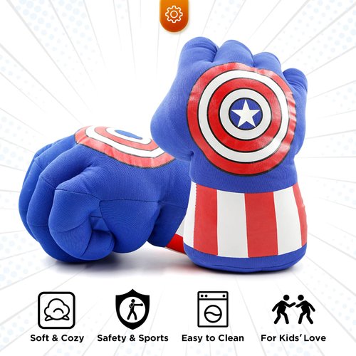 Superhero Gloves for Kids Boxing Gloves Smash Hands Big Soft Plush Hero Fists,Superhero Toys for Boys Girls, Role Play Costume Birthday Gift for Toddlers Kids Age 3+(Blue)
