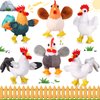 Kasyat 6 Pieces Mini Plush Furry Animal Toys Soft Plush Horse Pig Cattle Rabbit Dog Sheep Hen Doll Stuffed Plush Animals for Christmas Stocking Stuffers Birthday Party Decoration(Chicken and Rooster)