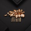 Rumtock Champagne Rhinestones Beads Side Hair Comb Wedding Bridal Handmade Hair Accessories Special Occasion Jewelry (Champagne)