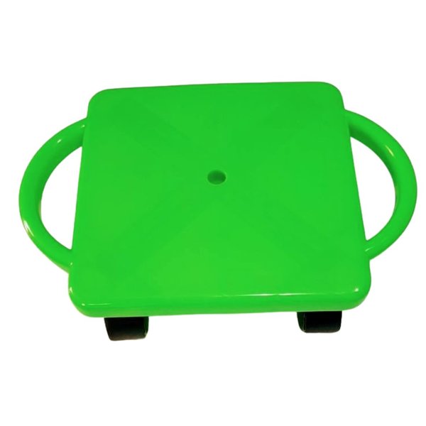 Educational Manual Plastic Scooter Board with Safety Handles | 16" x 11" inches| Perfect for Kids, Teens, Adults | PE, Gym Class, Daycare, Preschool Development, Games, Camps (Bright Green)