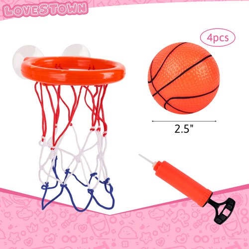LovesTown Bath Toys, Bathtub Basketball Hoop for Kids Toddlers, Basketball Hoop & Balls Set, Shower Toys Bathtub Shooting Game, Birthday Goodie Bag Stuffers, Party Favors