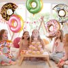 8PCS Donut Foil Balloons Donut Theme Birthday Party Decorations Donut Mylar Aluminum Balloons Pink for Kids Baby Shower Party Anniverssary Wedding Party Supplies
