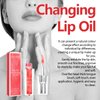 Magic Color Changing Lip Oil V2, Big Brush Moisturizing Lip Glow Oil, Hydrating Lip Gloss Warm Change Moisturizing Lip Gloss, Long Lasting & Nourishing Lip Glow Oil Non-sticky Primer Lip Tint (Red)