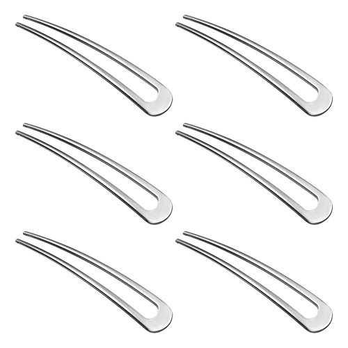 6 Pcs Metal Long Hair Forks U Shaped Hair Pins Vintage French Hair Sticks Classic Buns Hair Clips Hairstyle Accessories for Women Girls Silver