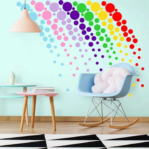 Polka Dots Wall Decals (154 Dots) Vinyl Wall Stickers Colorful Dots Wall Decals Rainbow Circle Wall Stickers for Classroom Playroom Decor Christmas Wall Decals Primary Colors Peel and Stick Decal