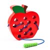 Kizh Wooden Lacing Apple Threading Toys Wood Block Puzzle Travel Game Montessori Early Learning Fine Motor Skills Educational Gift for 1 2 3 Years Old Toddlers Baby Kids