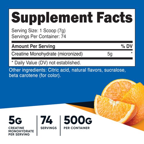 Nutricost Creatine Monohydrate Powder (Mandarin Orange, 500 Gram) - Micronized Creatine Supplement - Vegan, Non-GMO, Gluten Free