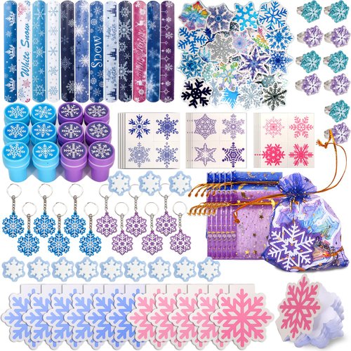 Atonofun 146 Pcs Frozen Party Favors Birthday Supplies, Frozen Gift Bags Filler, Goodie Bag Stuffers, Classroom Reward Prizes, Bulk Small Toy, Snowflake Birthday Party Supplies for Girls Kids