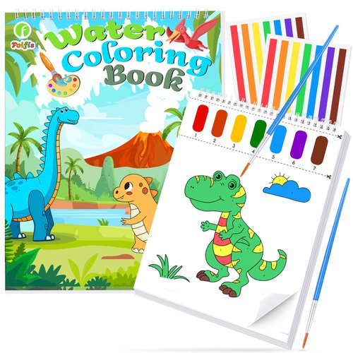 FOIFIS Paint with Water Coloring Books for Toddlers, Watercolor Painting Book and Drawing Art Paper for Kids Ages 3 4 5 6 7 8 Years Old, Dinosaurs Art Craft for Drawing with Brush