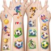 10 Sheets Soccer Temporary Tattoos for Kids, Soccer Sport Birthday Party Favors, Cute Cartoon Decoration Sticker Gifts for Girl Boys Home Activity Class Prizes Carnival Christmas Rewards (Soccer)