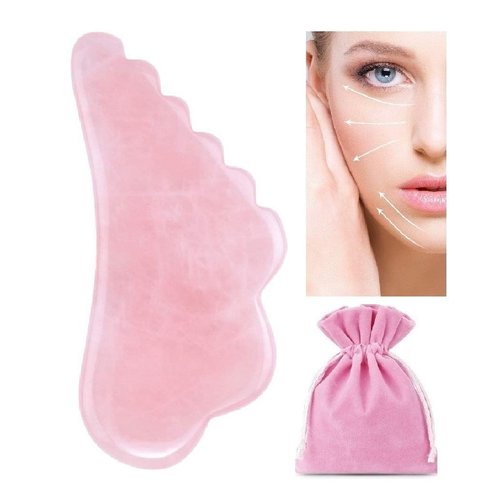 Gua Sha Massage Tool for Scraping Facial and Body Skin Massage made of Rose Quartz Stone for Acupressure Scrapper Gua Sha Facial Tools (wing)