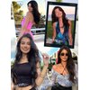 Isaic Clip in Synthetic Hair Extensions Long Straight Wavy Layered Hair Extensions 5PCS Thick Hairpieces Chocolate Brown Fiber Double Weft Natural Hair Extensions 16 Inch for Women