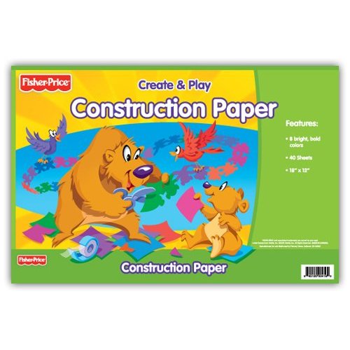 Fisher Price Giant Construction Paper Pad, 18 x 12 Inches, 8 Assorted Colors, 40 Sheets (416)