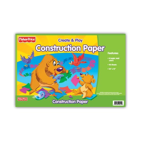 Fisher Price Giant Construction Paper Pad, 18 x 12 Inches, 8 Assorted Colors, 40 Sheets (416)