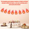 3pcs Fire Flame Banner, Pre-Strung Fire Flame Decorations Hanging Bunting Flags Party Banners Firefighter Theme Party Decorations for Fire Truck Fireman Themed Bonfire Party Supplies